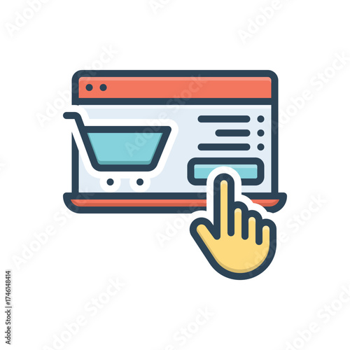 Color illustration icon for buy at