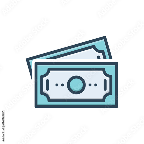 Color illustration icon for cash