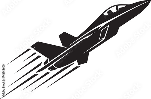 Modern Fighter Jet Taking Off Silhouette Icon