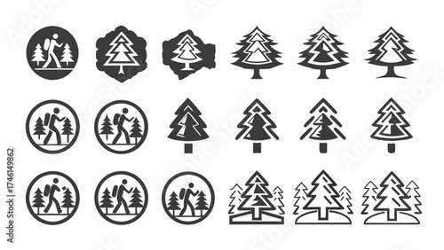 Explore the wilderness with these nature icons ideal for outdoor adventure and hiking designs originally a vector