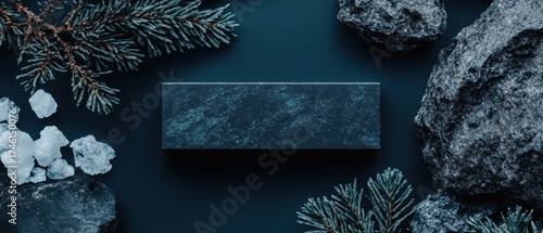 Dark stone rectangular box surrounded by nature.