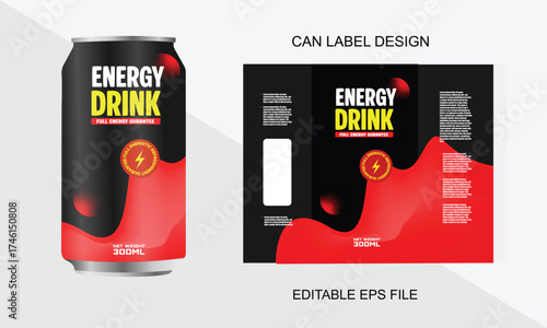 Energy drink ads banner. Vector illustration with energy drink cans, bright abstract energy lightnings. Realistic 3d illustration.