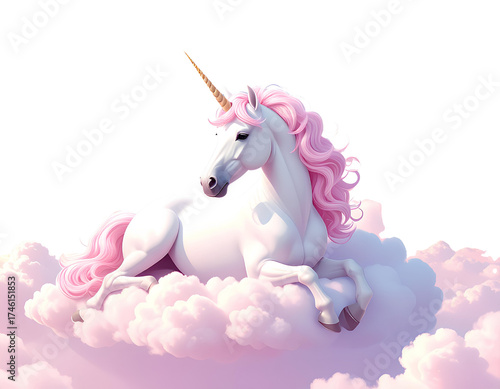 White horse running on white background in cartoon vector style