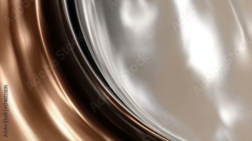 Metallic Abstract Wave Texture in Bronze and Silver