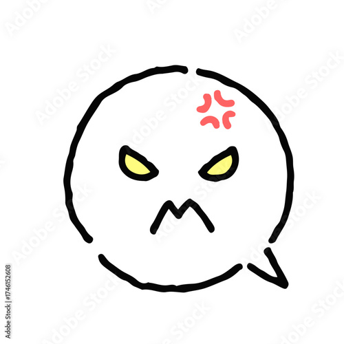怒っている顔・手描き・白地ふきだし