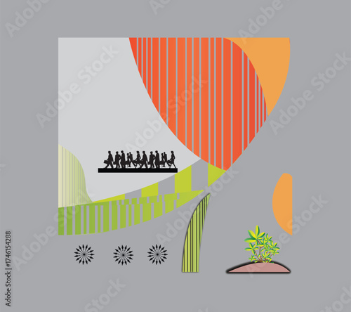 A professional corporate identity template features a business card design with an orange and web-friendly vector illustration and icon set