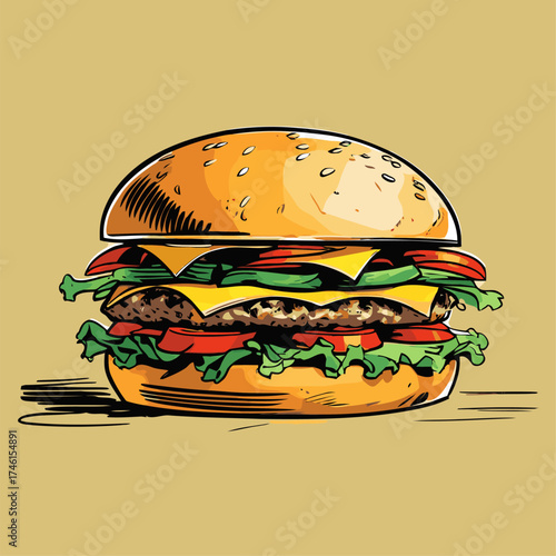 realistic and detailed burger vector illustration
