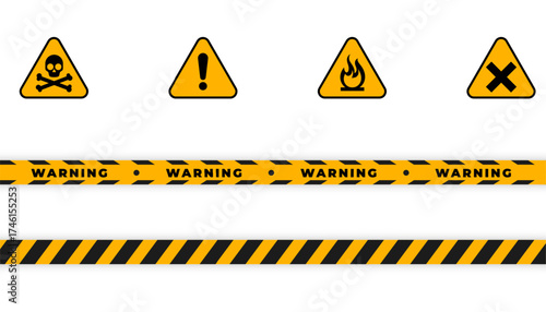 set of caution alert sign background for protection and safety