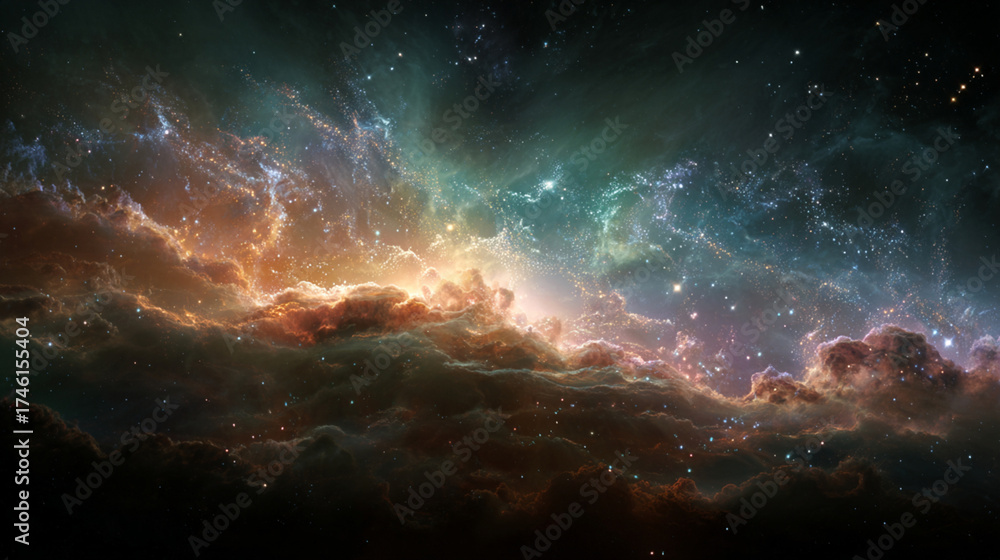Fototapeta premium Photorealistic Deep Space and Colorful Galaxy, Generative AI 