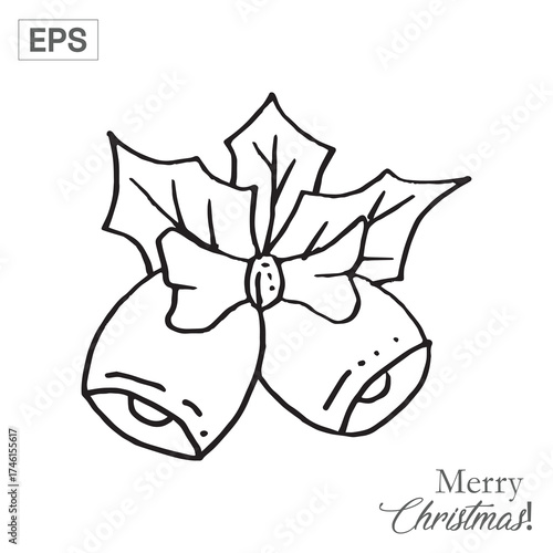 Christmas Bells with Berries - Hand-Drawn Festive Illustration