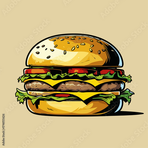 realistic and detailed burger vector illustration