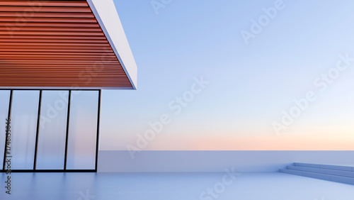 3D rendering of minimalist architectural style car background