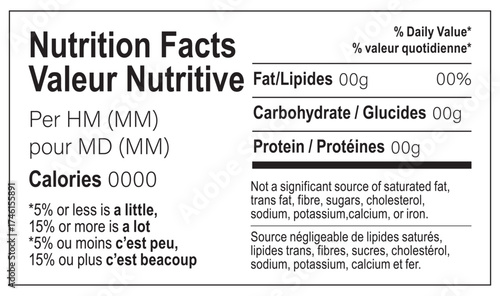 Editable Nutrition Facts Canada Bilingual English French Template  Simplified Horizontal