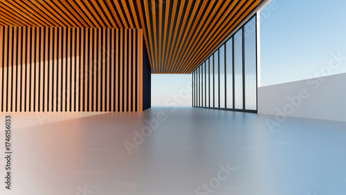 3D rendering of minimalist architectural style car background