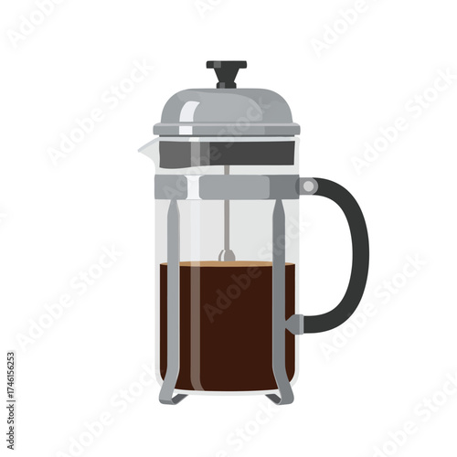 Freshly brewed coffee in a stylish French press, ready to start the day