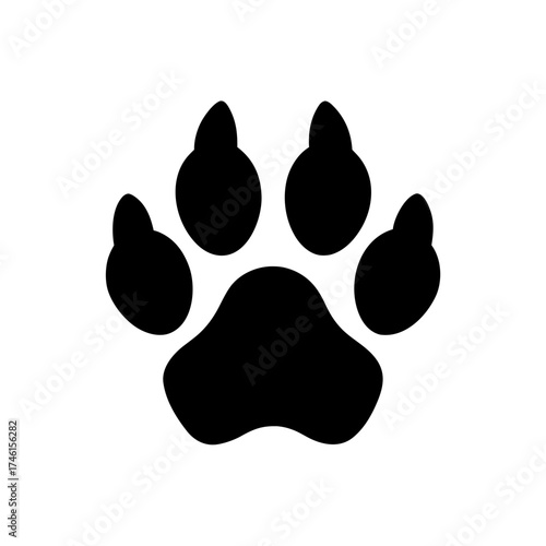 Black silhouette paw print on transparent background