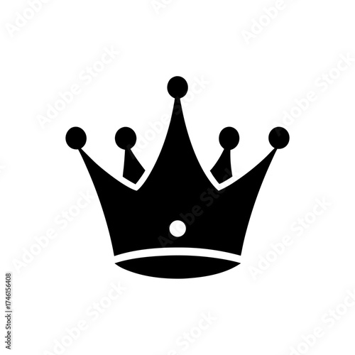 Simple black crown icon on transparent background silhouette