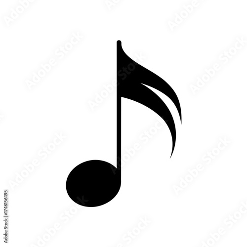 Eighth note simple icon on transparent background silhouette