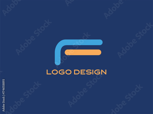 Letter F Blue and Orange Modern Logo — Stylish Alphabet Symbol for Corporate and Branding Identity