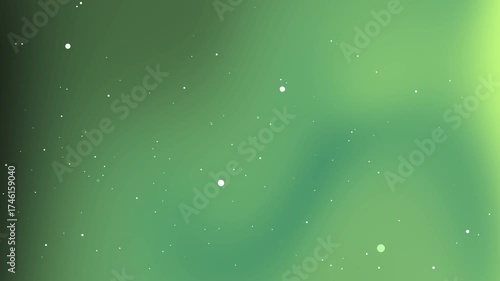 Green blurred background with small white dots scattered around. Suitable for modern design projects, abstract concepts, naturethemed websites or social media posts. Modern, abstract, naturethemed.