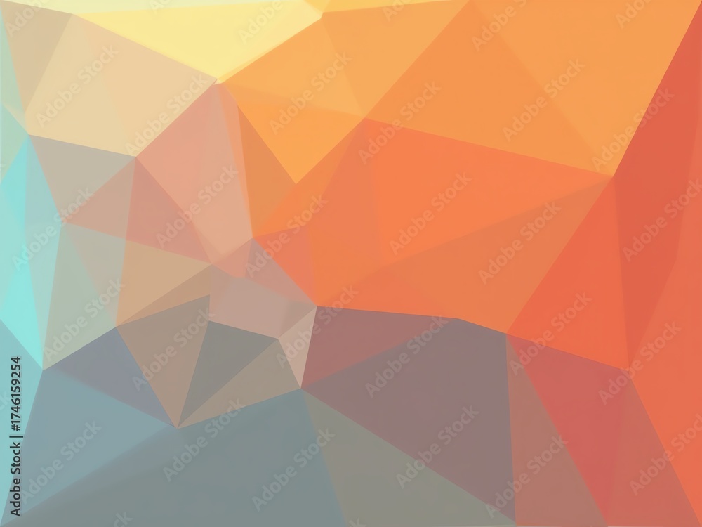 Fototapeta premium Abstract low poly geometric background in warm colors, perfect for digital art and design projects.