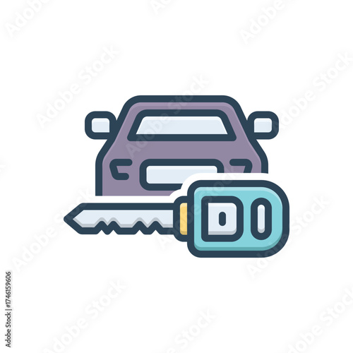 Color illustration icon for car element