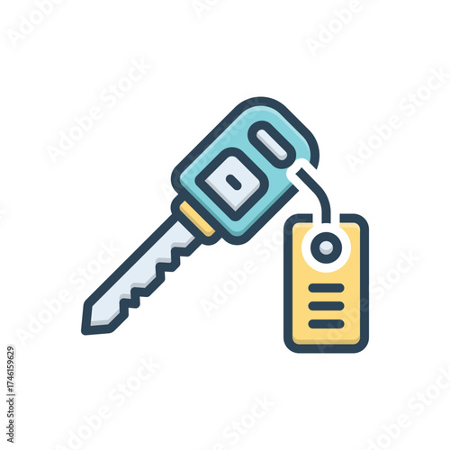 Color illustration icon for car key