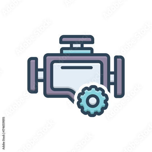 Color illustration icon for engine part