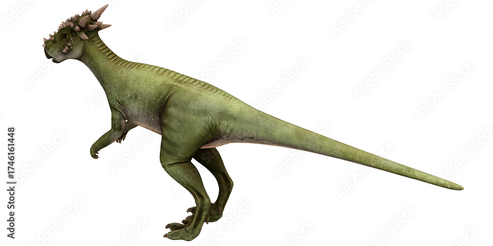 Fototapeta premium Realistic depiction of a green prehistoric dinosaur.