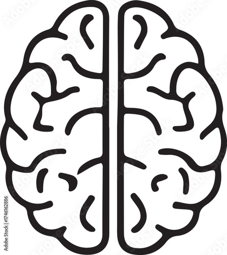 Simple outline of a human brain top view icon for medical and science concepts
