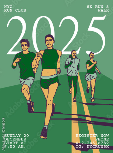 Fit athlete running outdoors to stay healthy. Illustration graphic design.