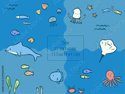 海　生き物　イラスト　カラー