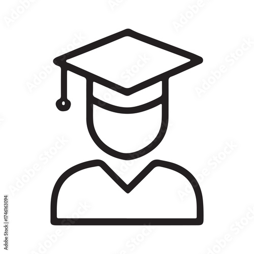 Graduation cap and diploma icon symbolizing education and academic achievement