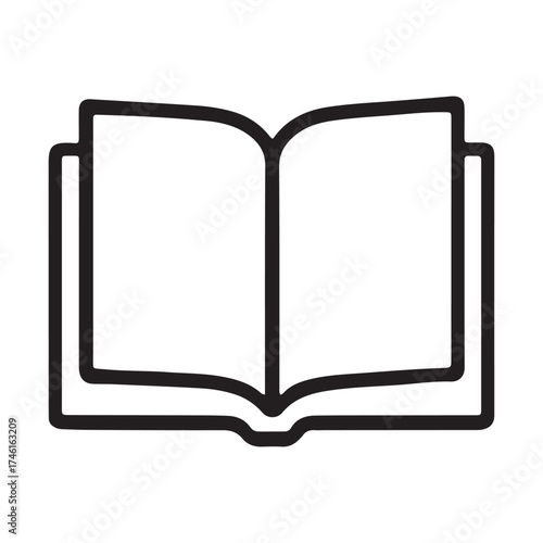 Open book outline symbol learning knowledge education concept graphic