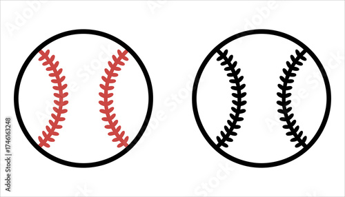 Baseball Icon Vector Sports Ball Illustration for Logos and Design, Red and Black Baseball Clipart Minimalist Sport Graphic for Print and Web, Professional Baseball Vector Illustration Baseball.