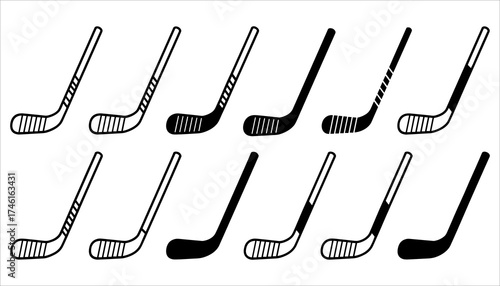 Hockey Stick Vector Set Ice Hockey Equipment Illustration, Ice Hockey Sticks Clipart  Vector Hockey Gear for Winter Sports Design, Vector Hockey Stick Icons Ice Hockey Equipment Graphic for Sports.