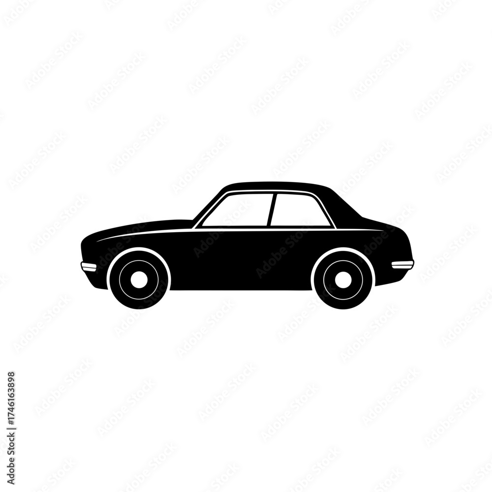 Fototapeta premium Silhouette of a black car on transparent background