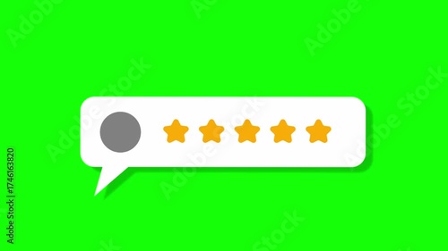 5 star review popup animation on green screen