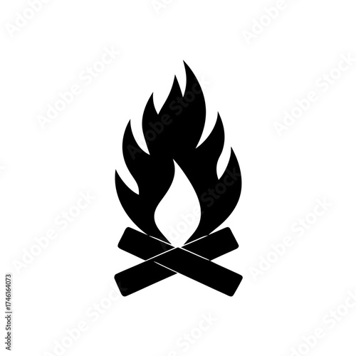 Simple campfire silhouette on transparent background