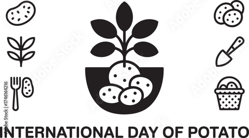 International Day of Potato with root vegetable icons