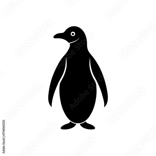 Penguin silhouette standing on transparent background