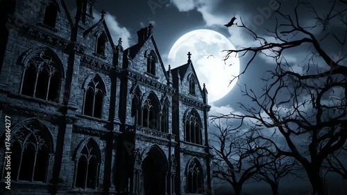 Spooky Gothic Mansion at Night