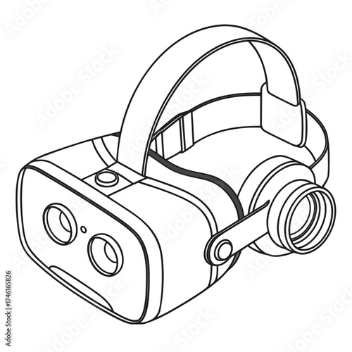 Vector art of a virtual reality headset with a sleek design, offering an immersive digital experience
