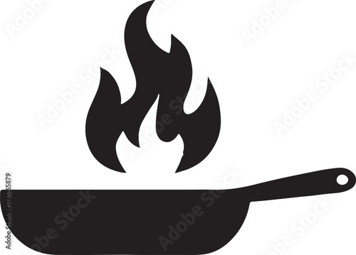Let's Cook Together Logo Design: Bold Frying Pan with Flames Emblem for Cooking Classes, Culinary Blogs, and Community-Focused Restaurant Brands
