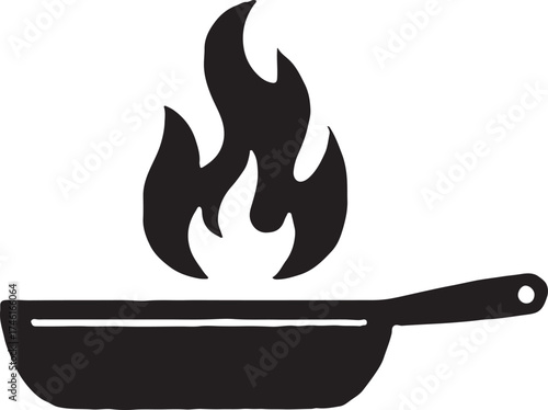 Let's Cook Together Logo Design: Bold Frying Pan with Flames Emblem for Cooking Classes, Culinary Blogs, and Community-Focused Restaurant Brands

