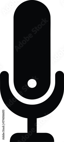 Simple black microphone icon on a white background representing audio recording and sound capture