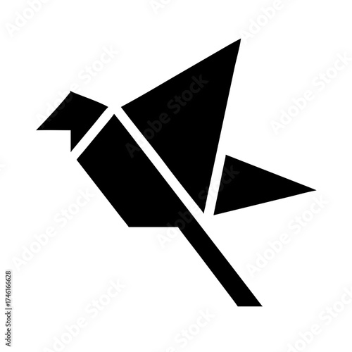 Vector art of stylish origami bird icon, representing freedom, creativity, and the art of paper folding, presented in a clean, geometric design