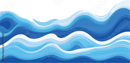 Abstract blue wave background featuring a seamless vector pattern of liquid curves for a modern ocean design illustration