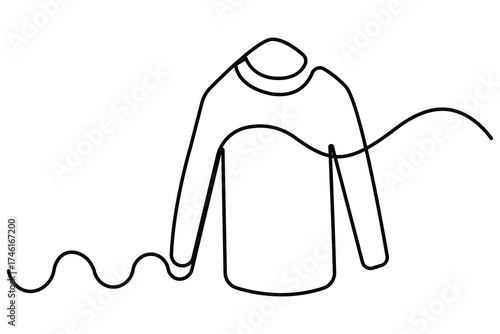 Continuous one line drawing of sweater minimalist clothing outline vector illustration on white background
