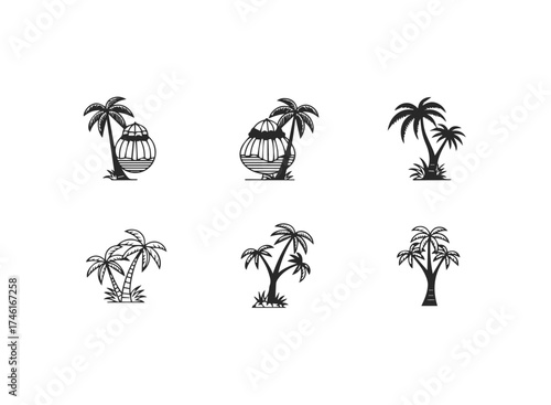 Collection of stylized palm trees